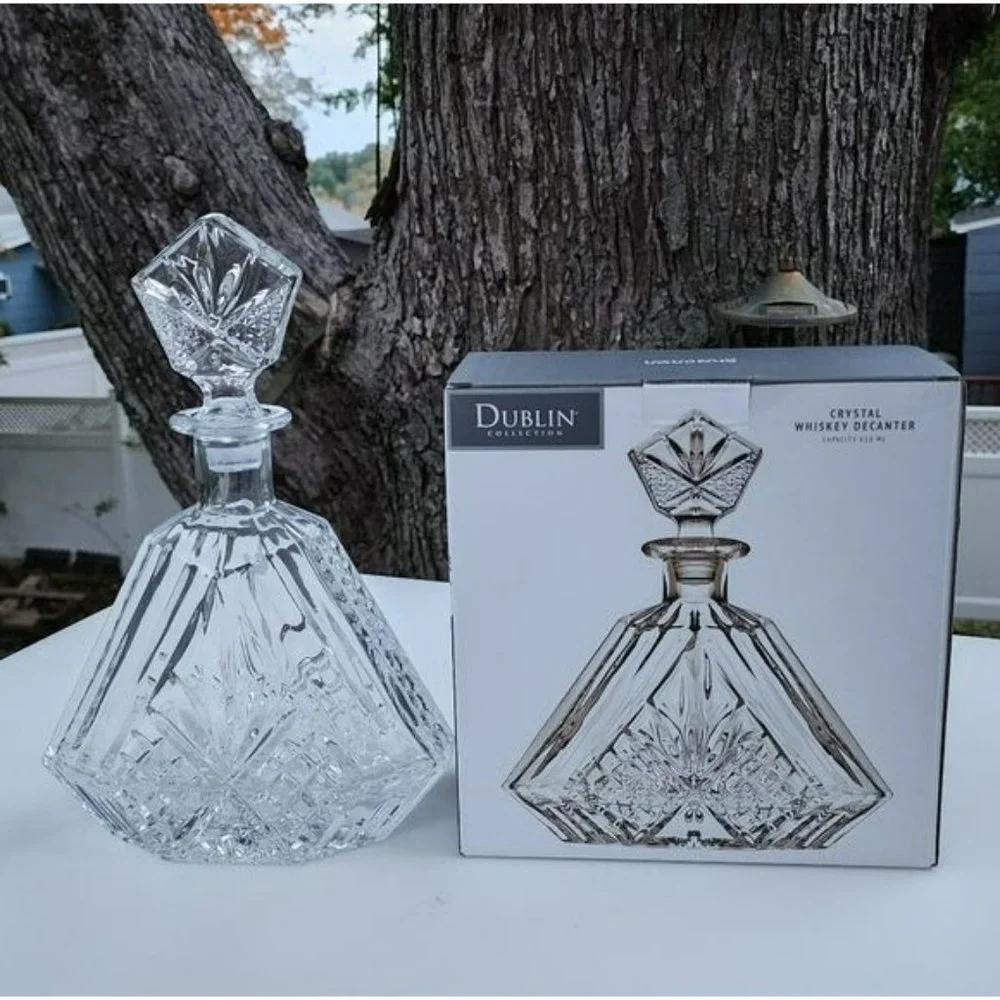 Dublin Collection Triangular‎ Crystal Wine Whiskey Liquor Decanter 610ml